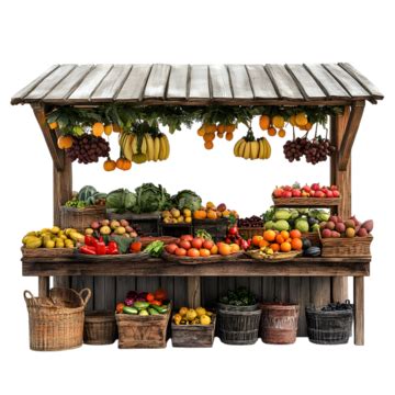 Stand de marché présentant une variété de fruits et légumes frais