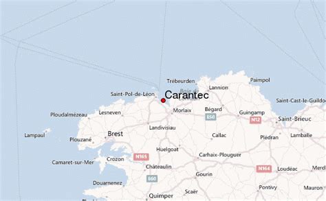 Carte stylisée du Finistère mettant en avant la position de Carantec et des points d'intérêt environnants