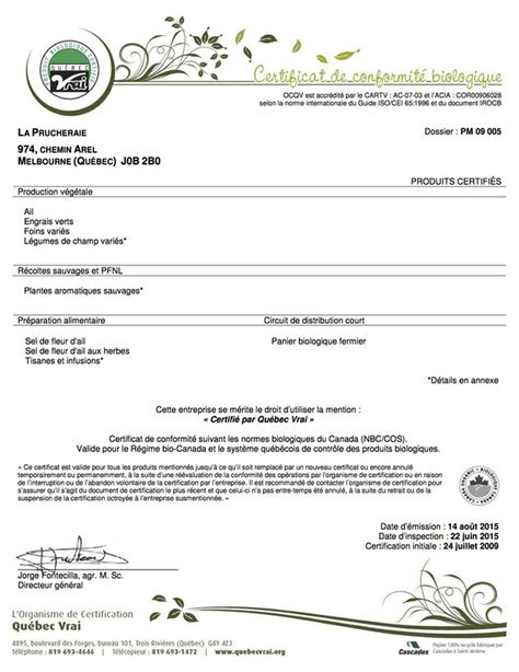 Certificat Agriculture Biologique