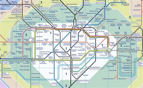 Plan du métro de Londres avec les zones tarifaires