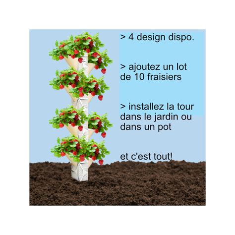 schéma de construction d'une tour de fraisiers avec des pots empilés