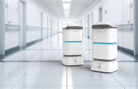Robot de transport d'échantillons dans un couloir d'hôpital