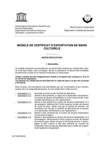 Certificat d'exportation de biens culturels