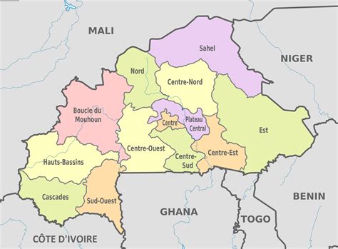 carte des régions productrices de karité en Afrique