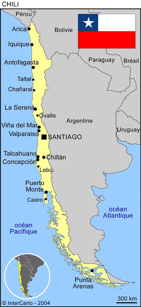 Carte du Chili mettant en évidence la région de Chiloé