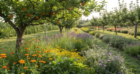 Diagramme des plantes compagnes pour arbres fruitiers