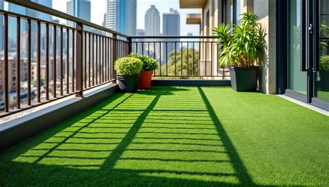 Terrasse aménagée avec de la fausse pelouse