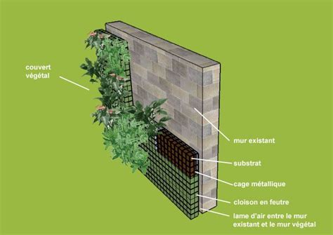 Schéma de construction d'un mur végétal