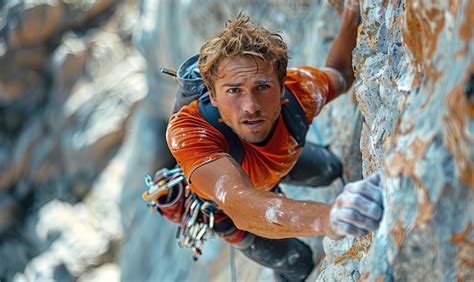 Photographie d'un grimpeur expérimenté observant une voie