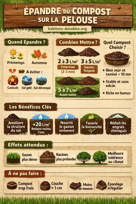 Application de compost sur la pelouse