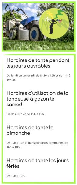 Carte des horaires de tonte de pelouse en France