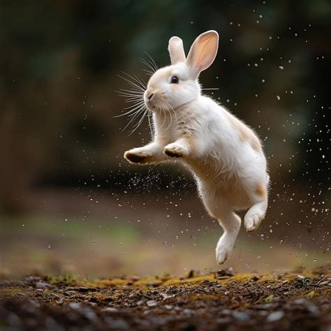 Lapin sautant sur un bras