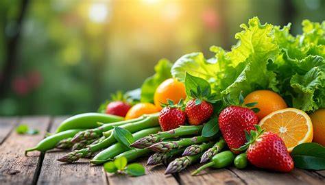 étals de fruits et légumes frais avec des écriteaux indiquant l'origine française des produits