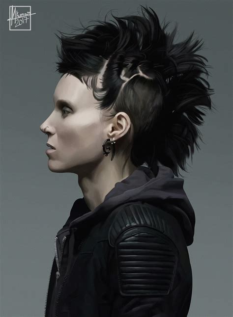 Portrait stylisé de Lisbeth Salander, hackeuse et justicière solitaire