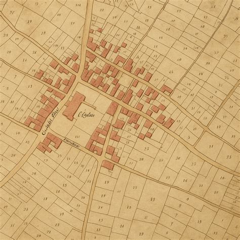 Carte historique du cadastre de 1819 montrant le Pont au Fèvre et les chemins anciens