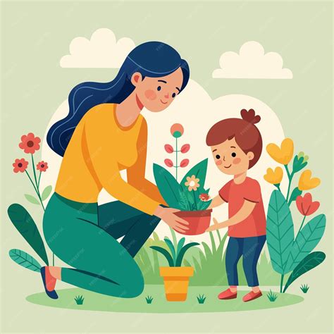 Enfant plantant une bouture dans un pot