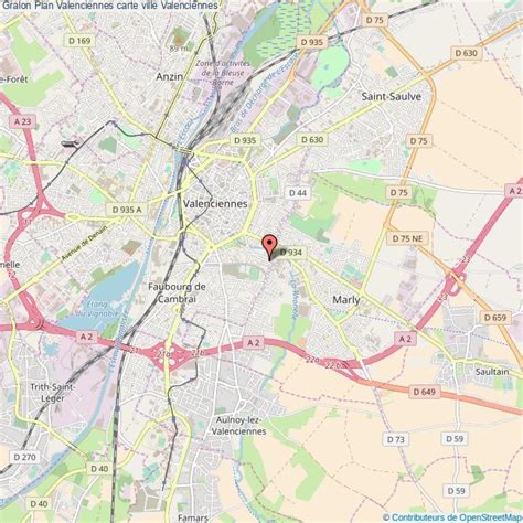 Plan de la ville de Valenciennes avec les emplacements des fleuristes