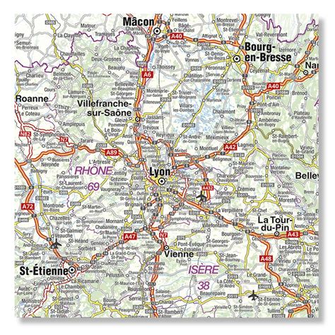 Carte routière schématique illustrant les axes principaux reliant l'Indre-et-Loire à la région Auvergne-Rhône-Alpes