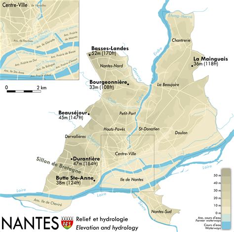 Carte de Nantes avec le 2 Allée des Citronniers mis en évidence