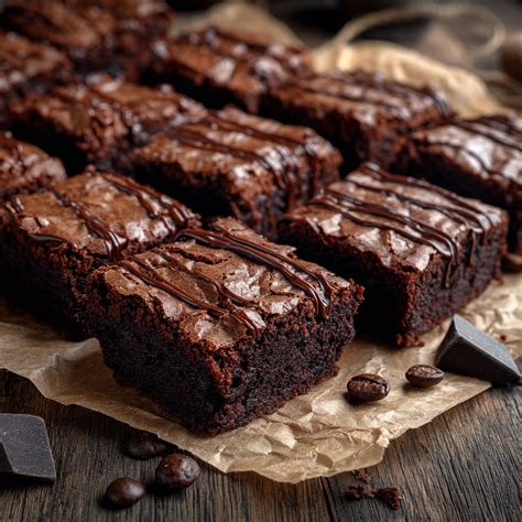 Un brownie au chocolat richement décoré avec une touche de café