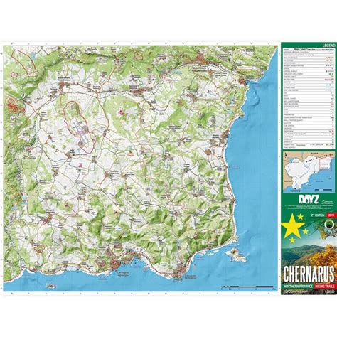 Infographie montrant une carte de Chernarus avec le tracé de la poursuite de la Golf rouge et les lieux mentionnés (Gorka, Shlinoye)