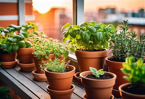Assortiment de plantes aromatiques en pots