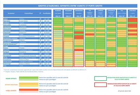Tableau comparatif des porte-greffes et leurs impacts sur les distances de plantation