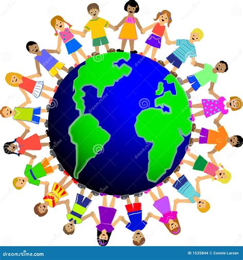 Illustration d'enfants chantant et dansant autour du globe, symbolisant la diversité culturelle