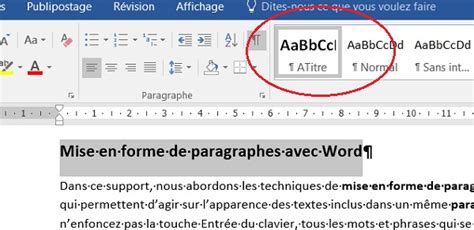 Mise en forme du texte dans Word