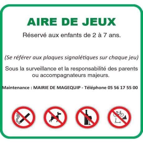 panneau d'information aire de jeux
