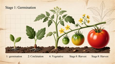 Exemple de fiche illustrée pour la tomate, montrant différentes variétés et stades de croissance