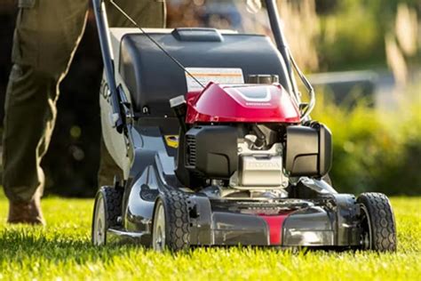 Tondeuse thermique Honda T800 en action sur une pelouse bien entretenue