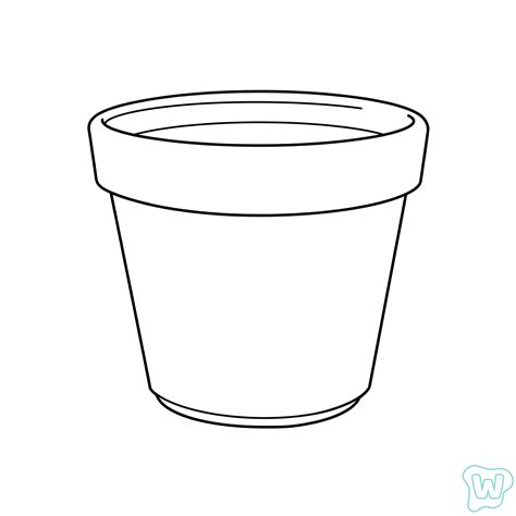 Dessin au trait d'un pot de pélargonium à grandes fleurs