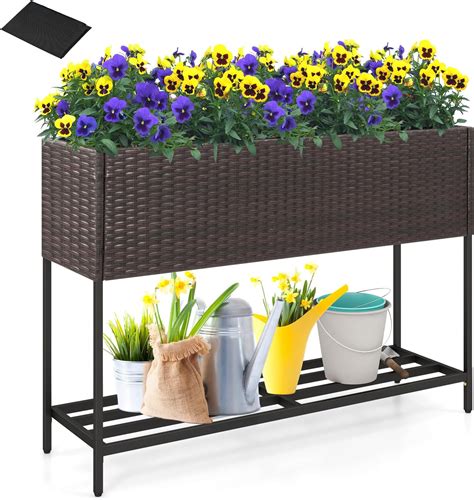 jardinière sur pieds avec espace de rangement