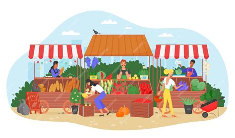 Marché de ferme animé