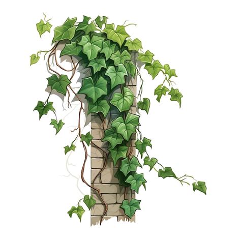 Illustration du Lierre (Hedera helix) grimpant sur un mur