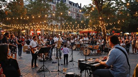 Ambiance festive de la Fête de la Musique dans une rue animée