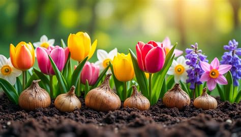 Photo de sous-bois printanier naturalisé avec des bulbes