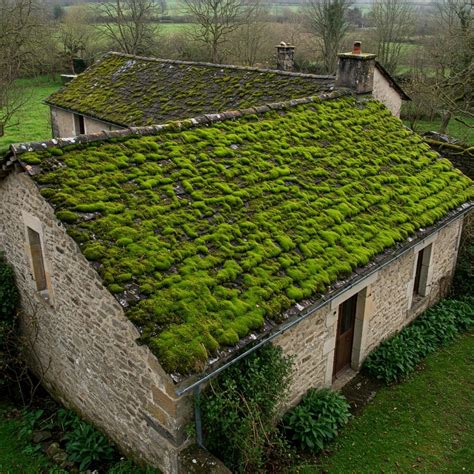 Mousses et algues sur une façade