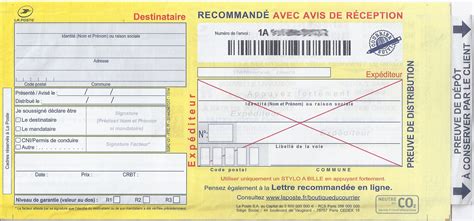 Lettre recommandée avec accusé de réception