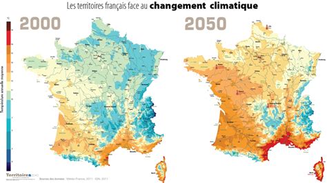 Carte de France montrant l'évolution des zones de culture des semences face au changement climatique