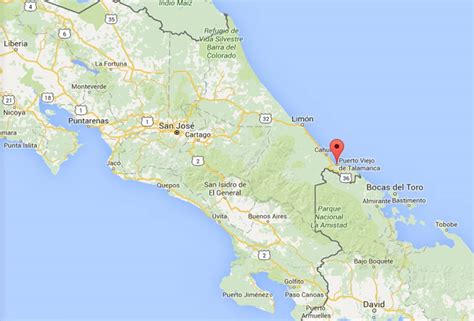 Carte de la région de Puerto Viejo de Talamanca, Costa Rica