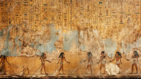 une fresque murale égyptienne représentant des motifs de lotus et de papyrus