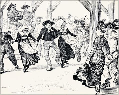 Gravure ancienne représentant une danse de cour