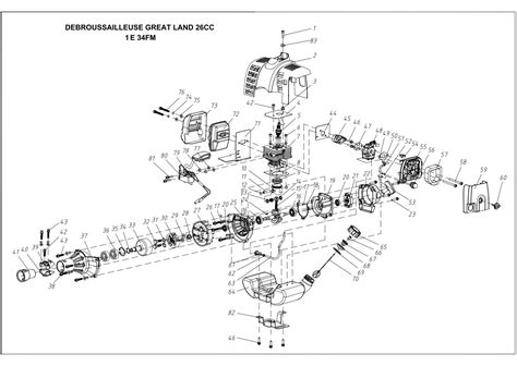 Vue éclatée d'un moteur de débroussailleuse