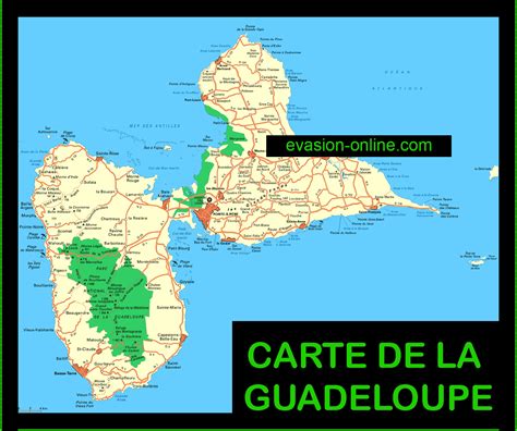 Carte de la Guadeloupe mettant en évidence les zones de production de canne à sucre
