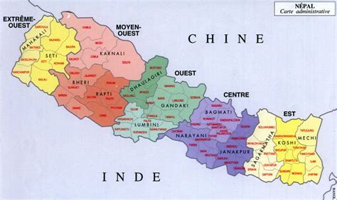 Carte du Népal avec la région de l'Himalaya mise en évidence
