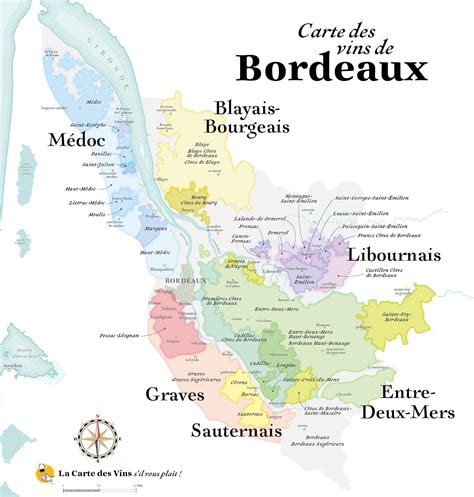 carte des vignobles français mettant en avant Bordeaux et la Bourgogne