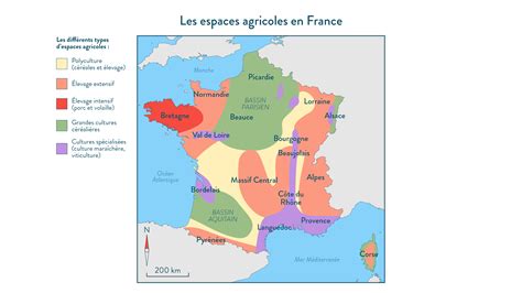 Carte des régions agricoles de France