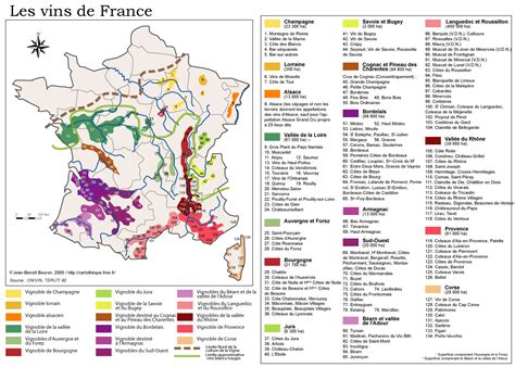 Carte détaillée des vignobles français avec leurs appellations